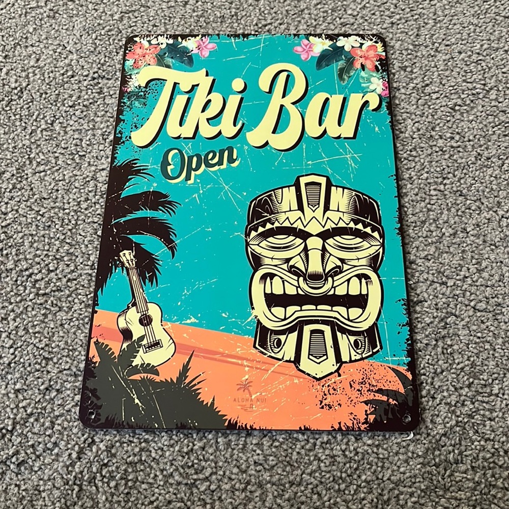 Tiki Bar Sign for Tiki Bar Decorations Outdoor, Tiki Bar Open Sign 8" x 12", 4